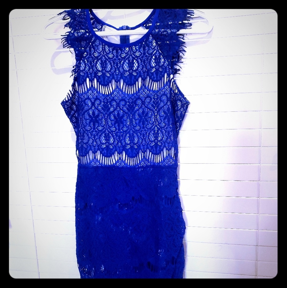 Blue lace Bodycon mini dress